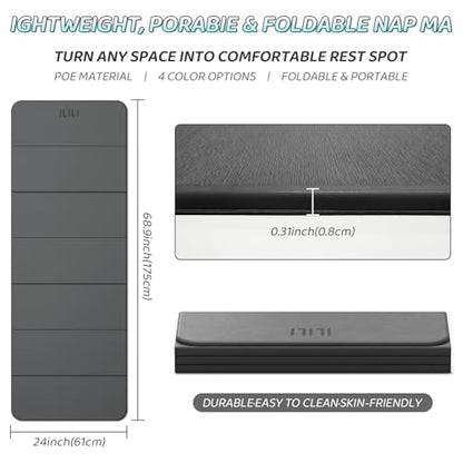 ILILI Foldable Yoga Mat 71 * 24 * 0.3 Inch - color: Grey