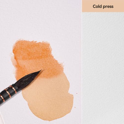 LIGHTWISH Watercolor Pad - A5 20 Sheets 100% Cotton 300GSM Cold Press Paper | Detachable with Backing Board | All-in-One Travel Watercolor Journal with Brush Holders & Storage Pockets - color: Ochre