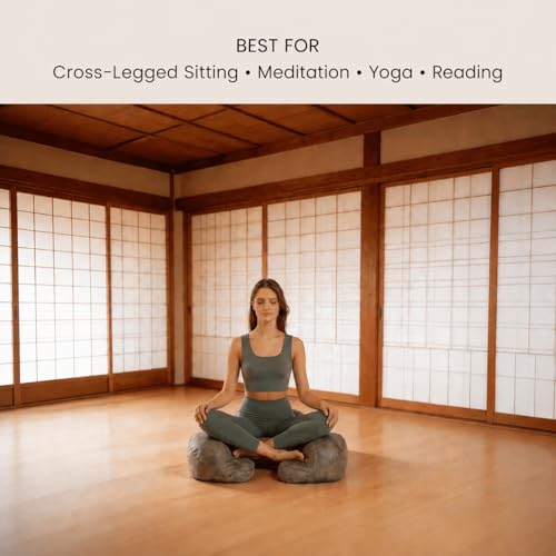 Meditation Cushion, 23-Inch Memory Foam Seat for Floor Sitting | Knee Channels and Foot Rest Support Cross-Legged Sitting. Wide Seat for Meditation, Yoga, and Mindfulness Green - color: Green