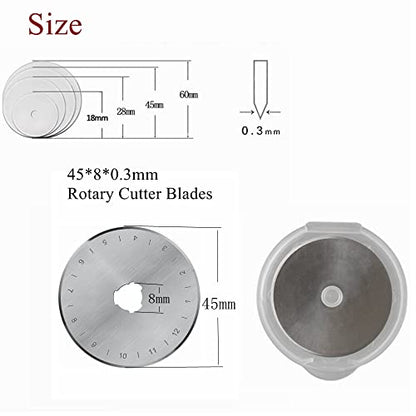 Rotary Cutter Blades Fits Olfa,Fiskars,DAFA by JOMOSART,45mm Blades Rotary Cutter for Quilting Scrapbooking Sewing Arts Crafts,Truecut Replacement for Quilting Fabric,Paper etc