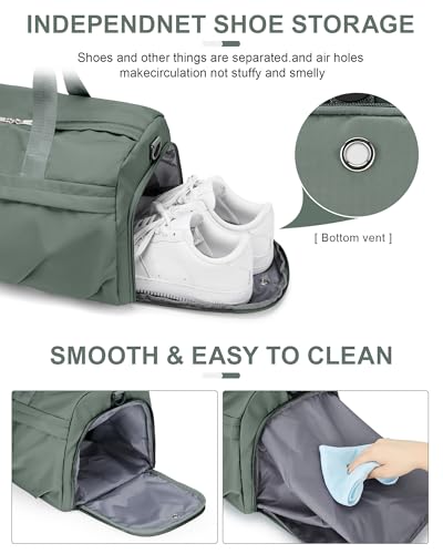 Gym Bag for Women with Shoe Compartment, Sport Travel Duffel Bag for Men - color: Green