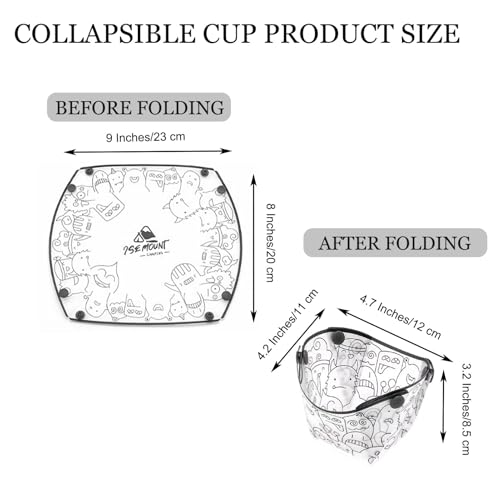 MIUPOO Collapsible Cup Set,Portable Mess Kit,Food Grade Material Free Folding Cup for Lunch Family Picnic, 4.7×4.2×3.2 Inches,4Pieces - size: 4.7×4.2×3.2 Inches