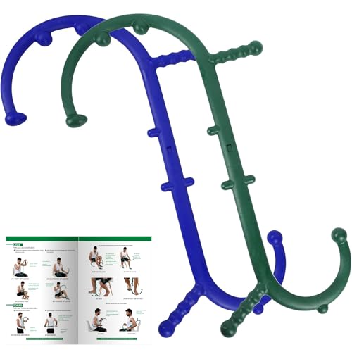 Shrdaepe 2 Pack Massage Trigger Point Cane, Body Deep Tissue, Handheld Back, Neck, Shoulder, Leg and Feet Massager Rod, Muscle Release Tool Self Massage Hook Cane Gifts for Women & Men, Blue & Green - color: Blue & Green