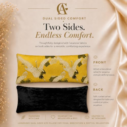 Handmade Luxe Serenity Eye Pillow - All-Natural Flaxseed - Unscented or Lavender Scented – Weighted Eye Mask for Yoga, Meditation, Hot & Cold Therapy - color: GOLDEN BOTANIC, style: LAVENDER SCENTED