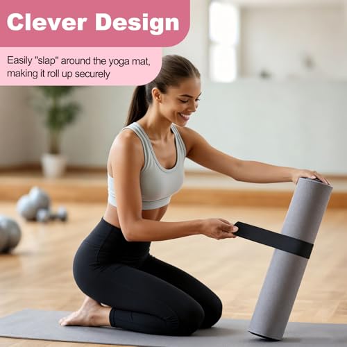 Yoga Mat Strap Slap Band, One Snap Yoga Mat Slap Band for Keep Mats Tightly Rolled Exercise Mat Sling Holder - color: Light Pink