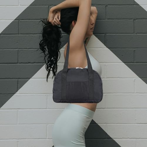 Mini Gym Bag for Women Girl 12 inch Small Gym Tote Lightweight Carry On Bag - color: Black