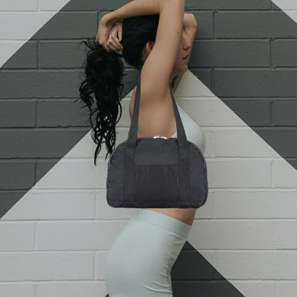 Mini Gym Bag for Women Girl 12 inch Small Gym Tote Lightweight Carry On Bag - color: Black