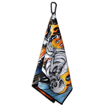 RokFit Gym & Golf Towel – Multi-Use, Quick-Dry, Durable Utility Towel with Bold Graphic and Carabiner Clip (Own The Grind) - color: Own the Grind