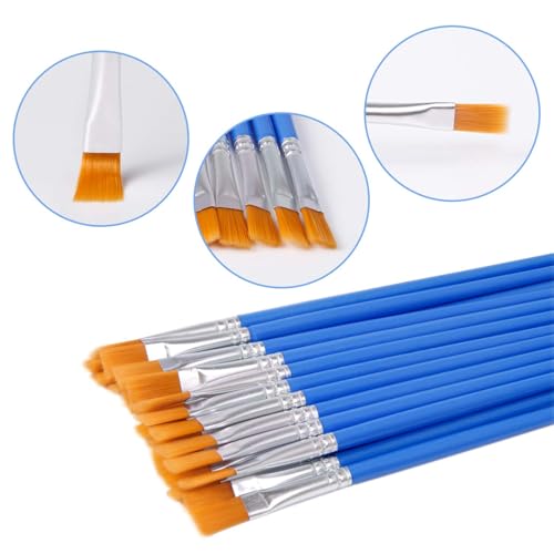 UPINS 30Pcs Small Flat Paint Brushes Bulk for Detail Craft Art Painting - size: 6.69inch, style: Flat Paint Brushes