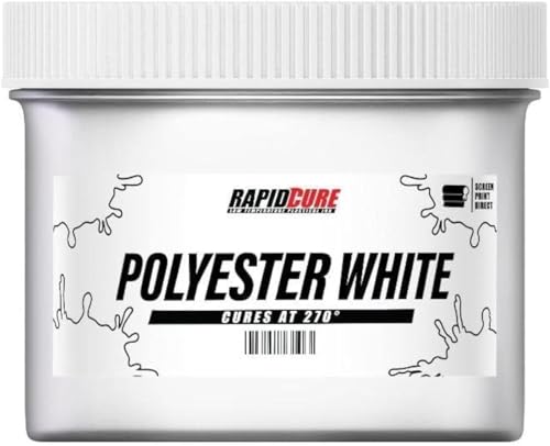 Rapid Cure Polyester White Plastisol Ink - Screen Printing Ink, Gallon | Cures At 270°F Vs. Standard 320°F For Faster Turnaround - Bold Opaque Color, Non-Phthalate, CPSIA Safe, USA Made - Poly White - color: Polyester White, size: 128 fl oz