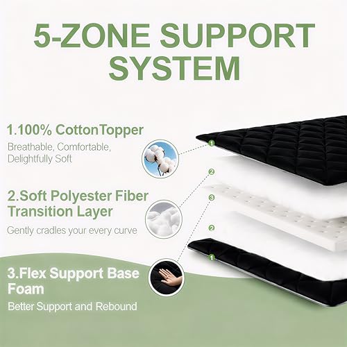 CypherX 3.9 Thick Twin Japanese Futon Floor Mattress Tatami Mat Folding Pad | 39"x80" 5-layer cotton & 25D foam cushion. Includes dust cover, strap & bag. Ergonomic diamond quilting for guests & camping - size: Twin