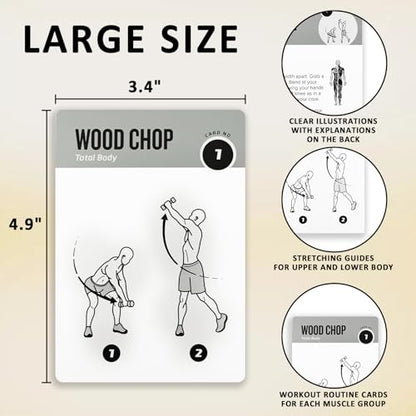 Dumbbell Workout Cards, 62 Large 5"x3.5" Exercise Cards for Home & Gym, Strength Training, Muscle Building, Beginner Fitness Guide, Fitness Cards for Men & Women - style: Dumbbell