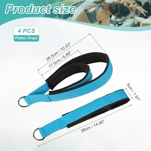 Pilates Double Loop Strap, D-Ring Padded Fitness Strap Pilates Handle Exercise - color: Blue