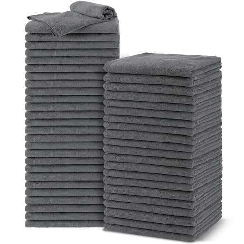 UNIMADE Salon Towels 48 Pack, Super Soft Microfiber Gym Towels | Highly Absorbent Hair-Drying Cloth for Gym, Bath, Spa Use and Home Beauty Care - Grey (16x29 inch) - color: Grey, size: 48PK