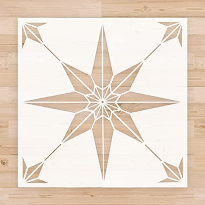 2pcs Reusable Tile Stencils 8x8 Inch Template for Painting Floor Cement Wall Furniture Wood DIY Home Décor Art Craft - size: 8x8 inch