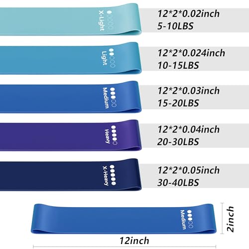 Resistance Bands for Working Out, Latex Exercise Bands Set of 5, Elastic Bands for Exercise with Workout Guide and Carry Bag, Fitness Bands for Strength Training, Yoga, Pilates, Home Workout - color: Blue [Set of 5]