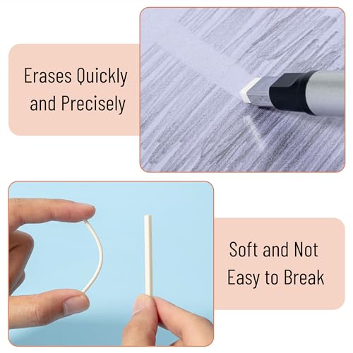 Mr. Pen- Pen Style Eraser Set, 2 Pack, Square & Round Tip | Precision Pencil Erasers, Retractable Silver Eraser Pens for Drawing, Sketching, Detail Correction, Office & School Supplies