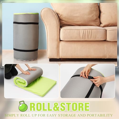 Lyrow 2 Inch Thick Yoga Mat 72x24 with Carry Strap Foam - color: Fresh Green