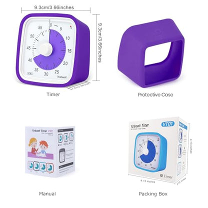 Yunbaoit Visual Timer for Kids, Silent 60-min Countdown Timer, Purple - color: Purple