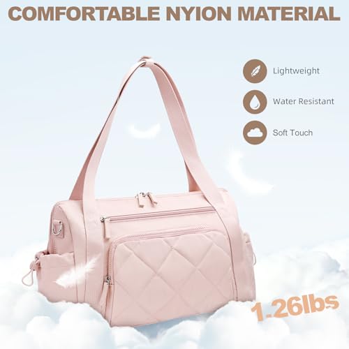 SYTRAH Gym Bag for Women, Duffle Sport Purse for Travel & Dance Pink - color: Pink(No shoe compartment)