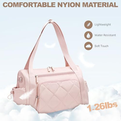 SYTRAH Gym Bag for Women, Duffle Sport Purse for Travel & Dance Pink - color: Pink(No shoe compartment)
