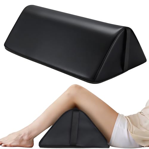 Knee Wedge Pillow for Legs, Under Knee Elevated Pillow for Sleeping on Back - color: Triangle - Black
