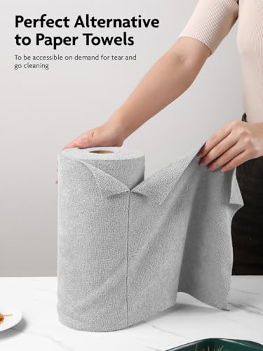 Fantasticlean Microfiber Cleaning Cloth Roll- 40 Sheets, 12" x 12" (Grey) - color: Grey, size: 40 pack