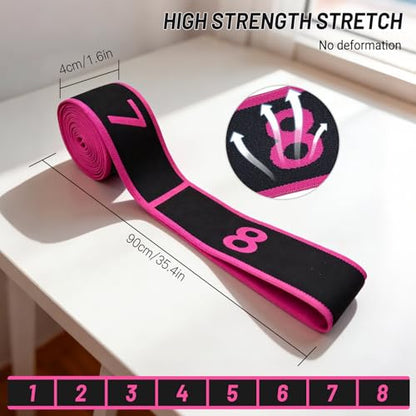 3PCS Stretch Strap,Fitness Resistance Band for Stretching and Yoga | Number Stretch Resistance Band,8-Section Elastic Stretching Strap, Clear Markings For Exercise,Physical Therapy,Pilates,Dance