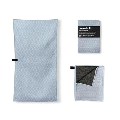 Nomadix Fitness Towel- Microterry Quick-Dry Gym & Yoga Sweat Towel, Odor-Resistant, Ultra Absorbent, Sand & Pet Hair-Resistant, Recycled Material, 30″×16″- Regenerative Black- Pale Blue - color: Regenerative Pale Blue