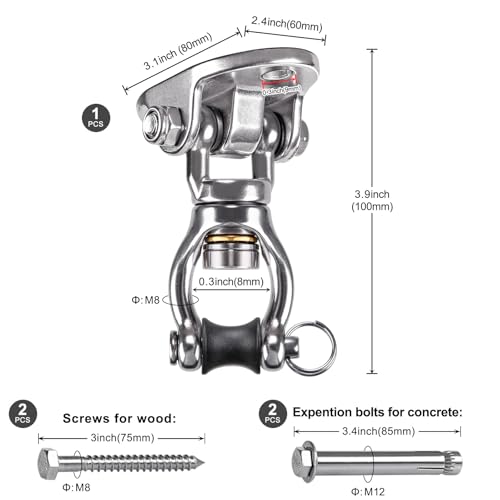 SELEWARE Heavy Duty Bearing Swivel Swing Hanger Stainless Steel Swing Hooks - color: Silver: 360° Bearing Swing Hanger ( 1 Pack )