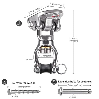 SELEWARE Heavy Duty Bearing Swivel Swing Hanger Stainless Steel Swing Hooks - color: Silver: 360° Bearing Swing Hanger ( 1 Pack )