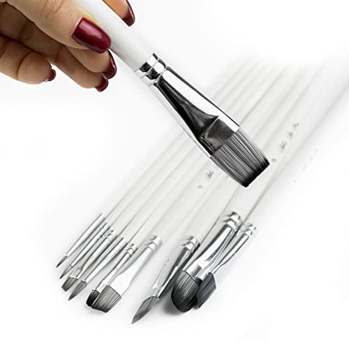 ADIS&Guys Professional Paint Brush Set – 10 Pcs for Acrylic, Oil, Face & Body Painting – Ideal for Artists, Kids & Beginners - color: White