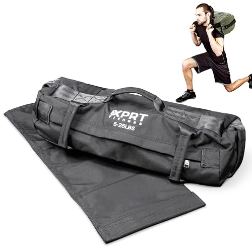 XPRT Fitness Workout Sandbag for Heavy Duty Workout Cross Training 7 Multi-positional Handles - Color Army Green/Black/Camo - color: Black, size: Medium