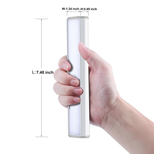 Wireless Motion Sensor Cabinet Lights 10-LED USB Rechargeable Closet Lights LED Under Cabinet Lighting for Wardrobe/Drawer/Stairs/Cupboard/Counter/Pantry/Stairs,Stick On Anywhere,2 Pack,White Light - color: Silver-white Light, size: 10LED