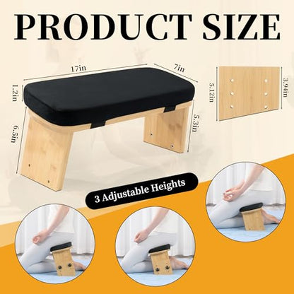 BALAPET Adjustable Height Meditation Bench, Portable Folding Meditation Chair with Velvet Cushion, Ergonomic Meditation Kneeling Stool for Yoga, Mindfulness&Zen Practice(Black)