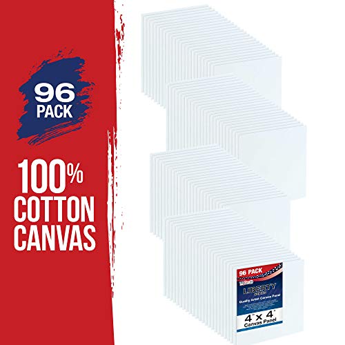 U.S. Art Supply 4 X 4 Inch Art Canvas Board Panels 96 Pack - 8 Ounce Heavyweight Cotton Acid Free Canvases for Painting Acrylics and Watercolor (1 Case of 96 Single Canvas Painting Panels) - size: 4" x 4"