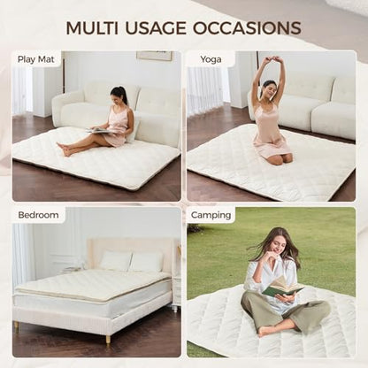 Japanese Floor Mattress with Washable Cover, Folding Futon Mattresss, Tatami Mat Sleeping Pad with Thicken Memory Foam, Roll Up Floor Lounger Bed for Kids Adults (Full 80"×55"×2.6") - size: Full(80"×55"×2.6")