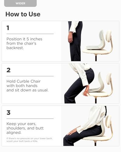 curble Wider – Ergonomic Desk Chair Seat Cushion, Everyday Passive Posture Trainer for Work from Home, Office & Car, Breathable Lumbar Support - color: Grey