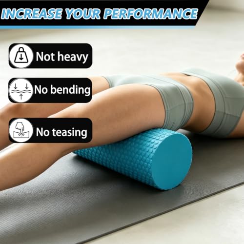 Foam Roller for Exercise, Pilates, Back Physical Therapy, 18" X 6" Round - color: Light Blue