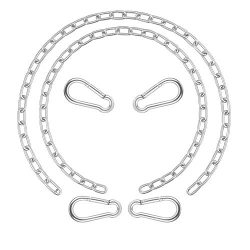 2 Pack 44in Hanging Swing Chain with 4 Carabiners, 660LB Capacity Hanging Kits Heavy Duty Hanging Chair Hardware for Hammock Swing Hanging Chair Punching Bags Sandbag Indoor Outdoor Yoga Gym (Silver) - color: Silver, size: 2 Pack 44 inch