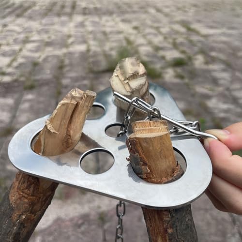 Stainless Steel Camping Tripod Board,Turn Branches into Campfire Tripod | Campfire Support Plate with Adjustable Chain for Hanging Cookware,Rustproof,Portable Camping Gear - color: Plus