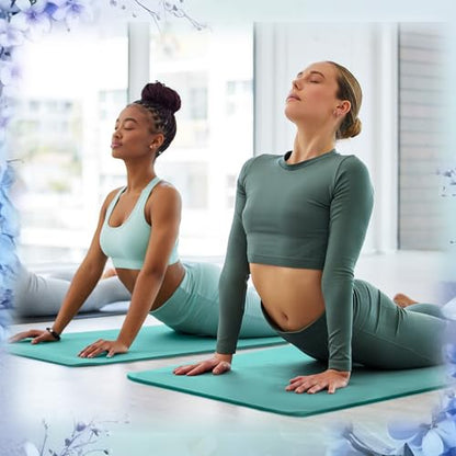 Timgle 6 Pcs 10mm Thick Yoga Mat Bulk 68 x 24 Inches Anti-slip Tear-resistant Exercise Mat Adult Gym Mats for Fitness, Stretching, Workout and Studio, Outdoor Yoga, Pilates - color: Blue-green