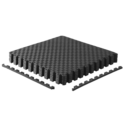 CAP Puzzle Exercise Mats | 1/2” Thick EVA Interlocking Foam Tiles for Home Gym Flooring | Multiple Options - color: Tatami - Black, style: 6 Tiles (24 SQ FT)
