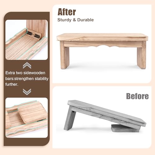 Folding Yoga Meditation Bench, Light Brown | Yoga Kneeling Bench for Adult, Wooden, Zen Meditation Stool, For Yoga Practice - color: Light Brown