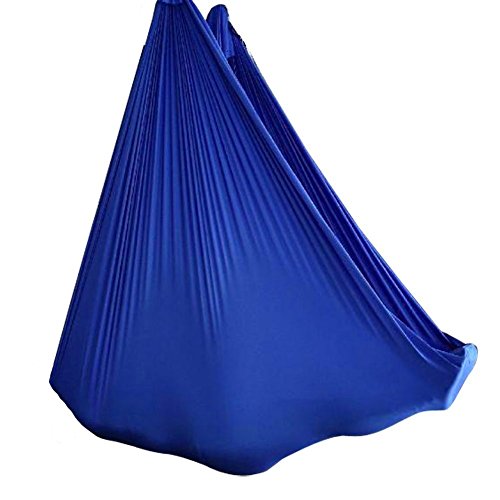 Aerial Yoga Hammock 5.5 Yards Yoga Swing Pilates Silk Home Gym Fitness Include hardware,Daisy Chain, Pose Guide - color: Deep Blue
