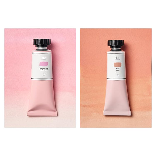 Paint Set(15ml/2Tubes) - Watercolor Gouache | Pastel Rose,Blush | Easy Mixing |Watercolor Paints for Beginners, Artists, Acuarelas - color: Pompadour Pink, Peach