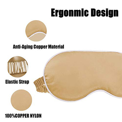 Anti Aging Sleep Mask with Copper Ion Technology, Eye Mask for Women & Men with Elastic Band, Soft Copper Eye Mask Like Silk, Anti-Wrinkl, Reduce Eye Puffiness, Rejuvenates Skin