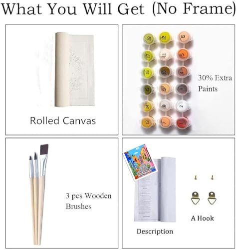 ZRIZQ Paint by Numbers Kit for Adults Beginner,Cityscape Cactus,16x20 | Full set with wooden brushes,rolled canvas,rich paints.Calming activity.Beginner friendly.Just open and paint. - color: 16"X20"Rolled Canvas(Frameless)-Landscape 4