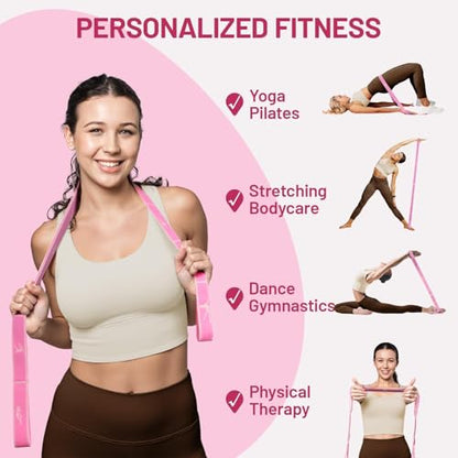 Slim Panda Stretch Strap, Multi-Loop for Physical Therapy,Elastic Yoga Stretching Strap for Dance,Yoga, Pilates & Gymnastics Exercise, Ballet Stretching Band for Flexibility, Leg Stretching - color: Pink+Purple