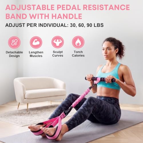 Multifunctional Foot Pedal Resistance Band Set 30-90LB | Sit Up Assist Strap, Adjustable Strength Home Gym Fitness Equipment for Full Body Workout – Portable Home Gym for Men & Women